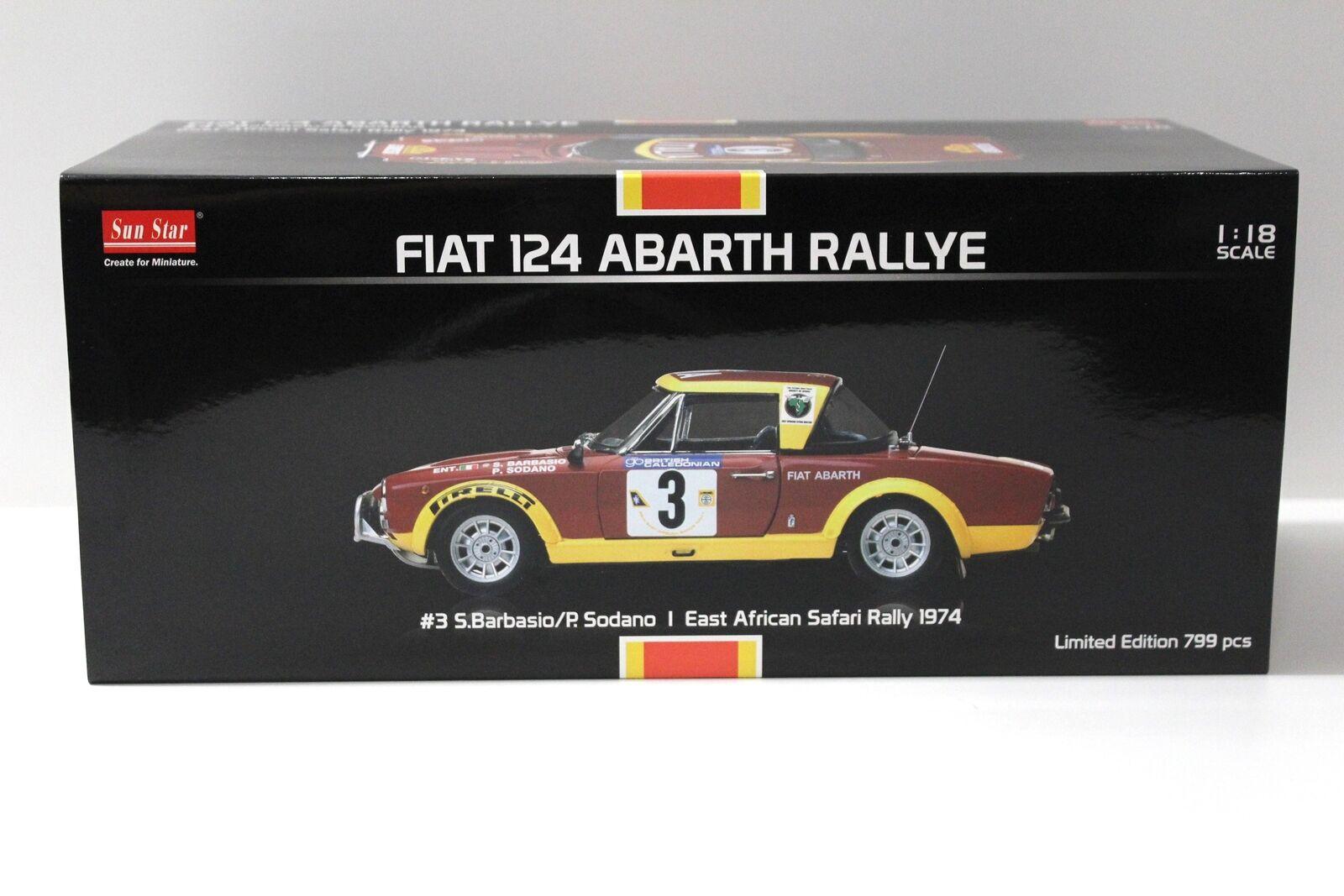 1:18 SunStar Fiat 124 Abarth Rallye African Safari #3 S.Barbasio