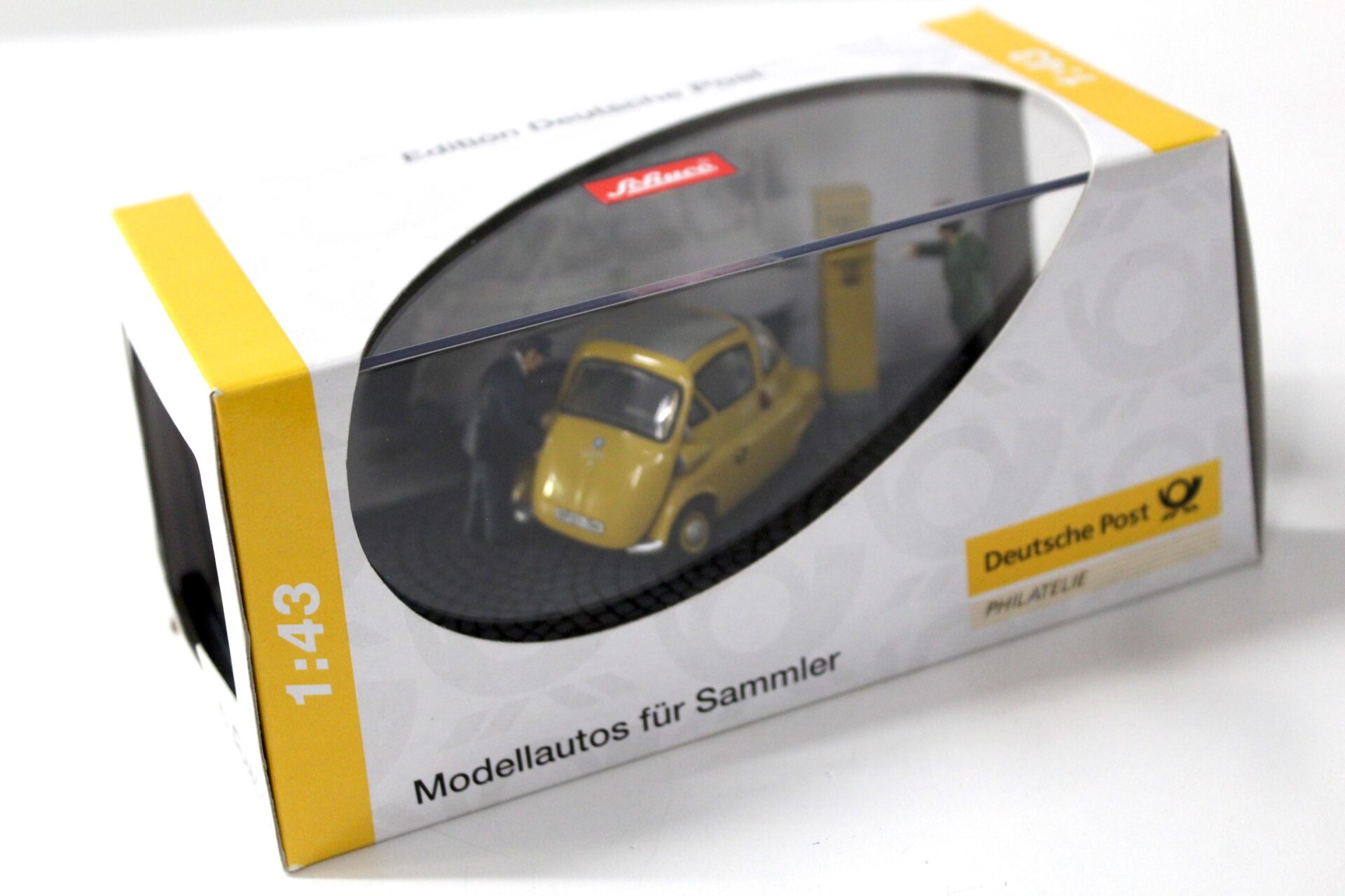 1:43 Schuco BMW Isetta Deutsche Post Diorama + 2 Figuren yellow
