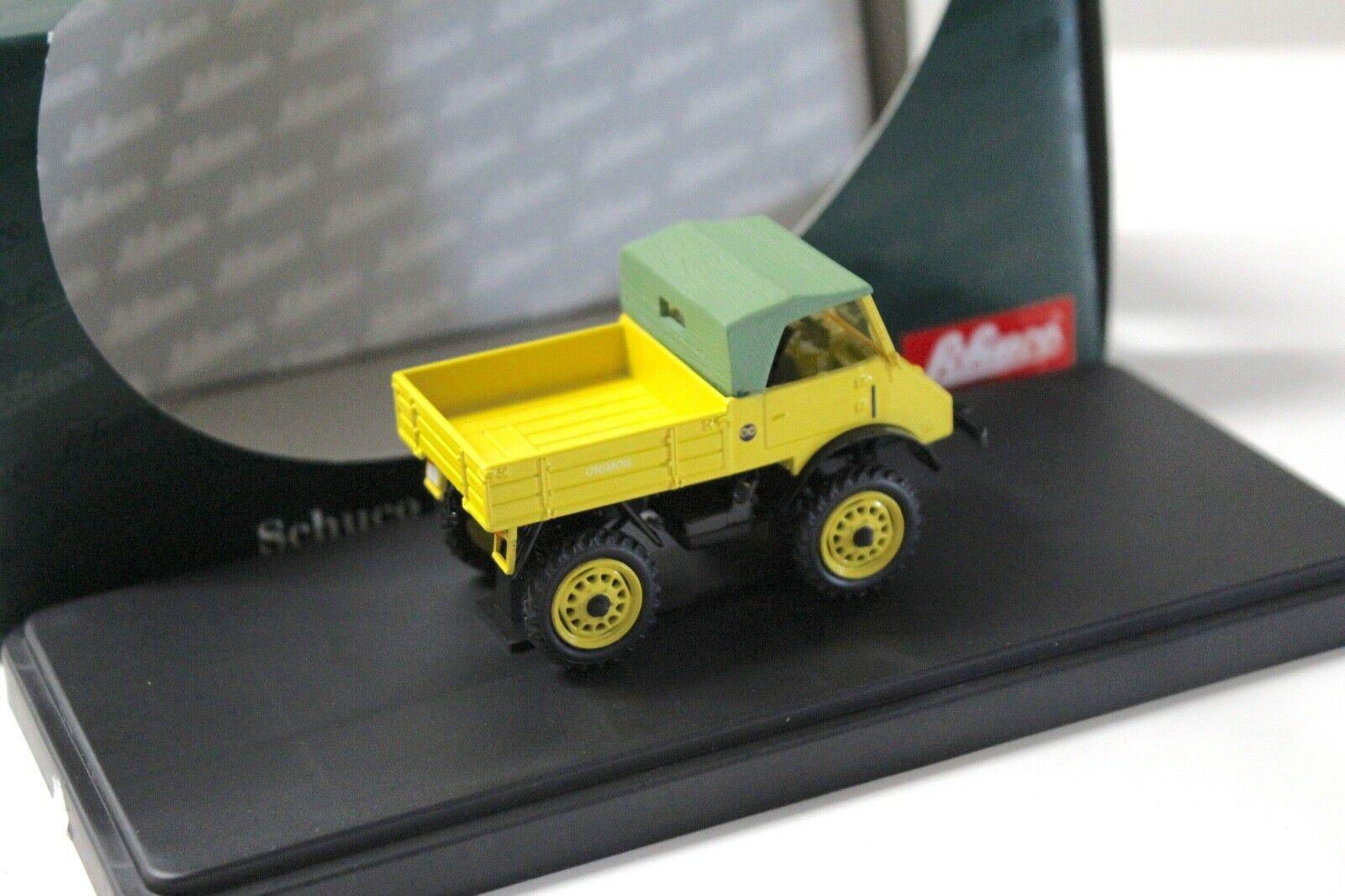 1:43 Schuco Mercedes Unimog 401 Faltdach yellow/ green Top
