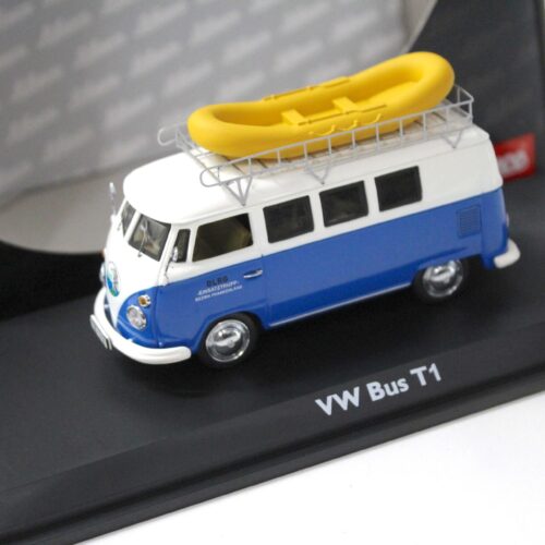1:43 Schuco VW Bus T1 DLRG Einsatztrupp Frankenland mit Boot blue