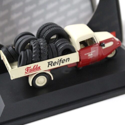 1:43 Schuco Tempo flatbed truck "Fulda tires" red/ white - Image 2