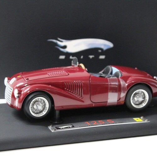 1:18 Hot Wheels SUPER Elite Ferrari 125 S dark red *LEATHER BASE*