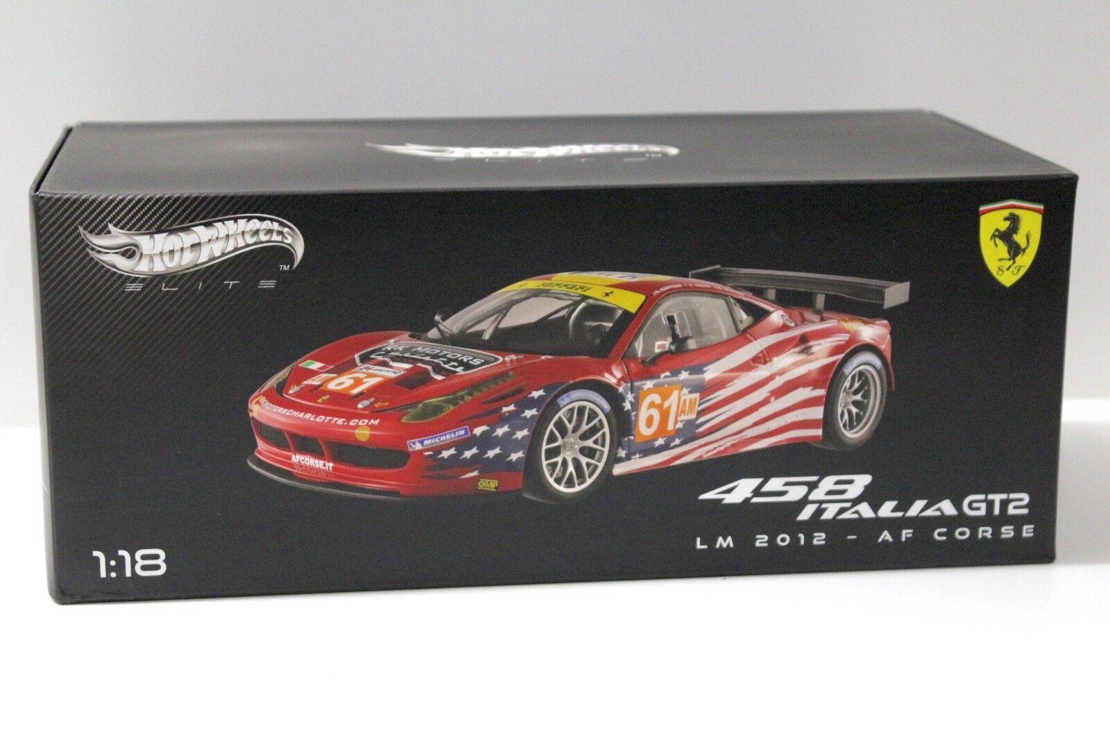 1:18 Hot Wheels Elite Ferrari 458 Italia GT2 LM 2012 AF Corse #61AM