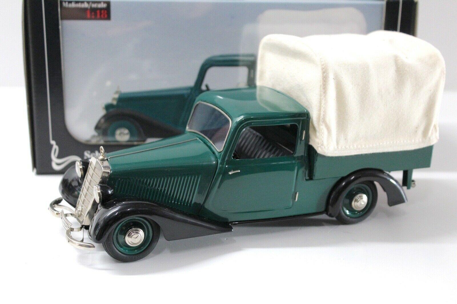 1:18 Schuco Mercedes 170V Pritsche mit Plane green