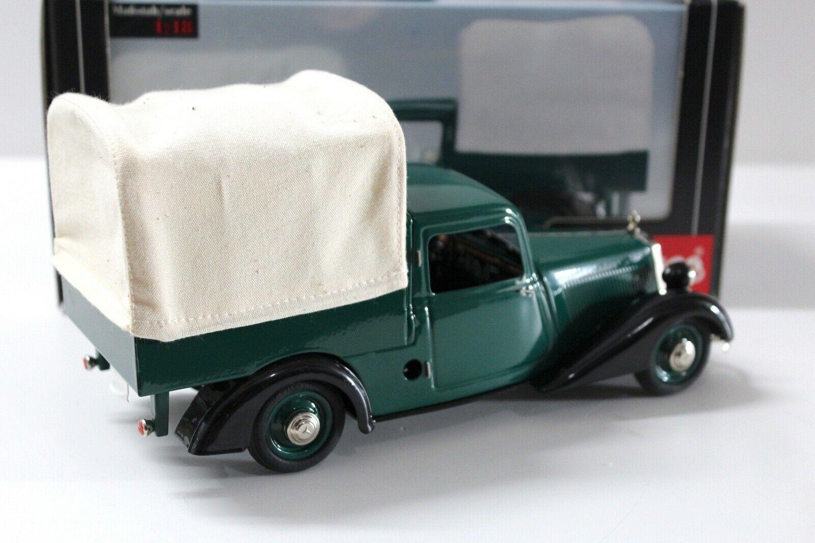 1:18 Schuco Mercedes 170V Pritsche mit Plane green
