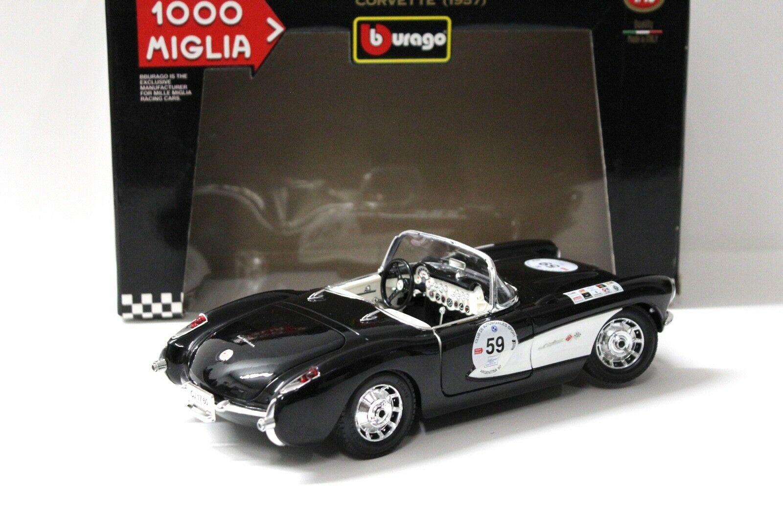 1:18 Bburago Chevrolet Corvette 1957 black *MILLE MIGLIA*