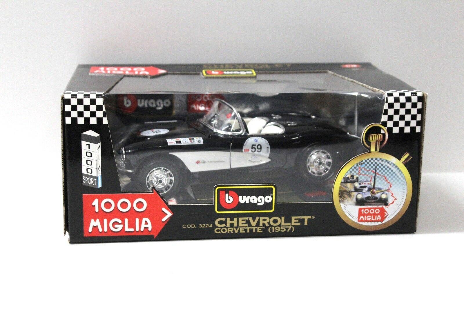 1:18 Bburago Chevrolet Corvette 1957 black *MILLE MIGLIA*