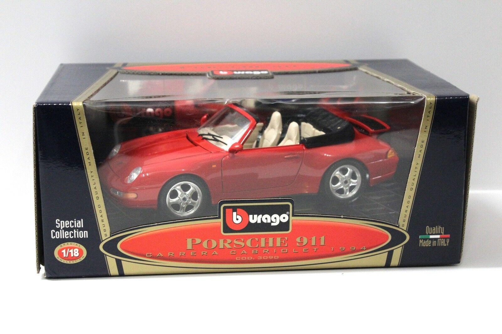 1:18 Bburago Porsche 911 (993) Carrera Cabriolet red