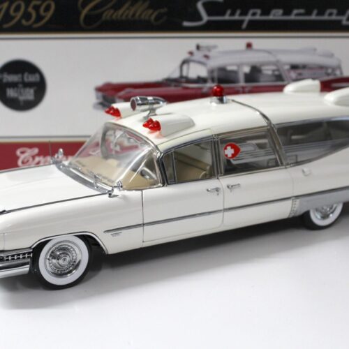 1:18 Precision Miniatures 1959 Cadillac Superior Crown Royal Ambulance white