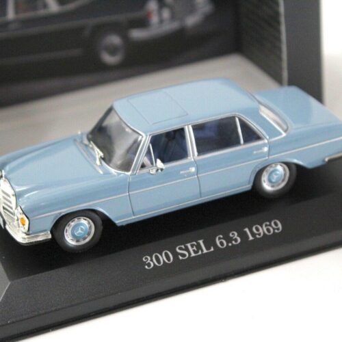 1:43 Premium Collectibles Mercedes 300 SEL 6.3 blue DEALER VERSION