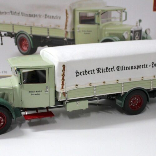 1:18 CMC Mercedes LO 2750 LKW mit Plane green