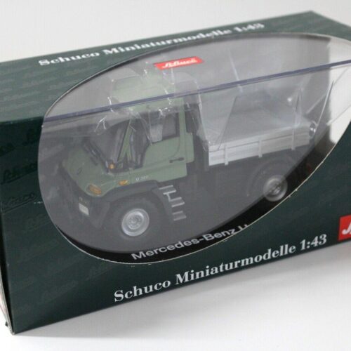 1:43 Schuco Mercedes U300 Unimog flatbed green - Image 3