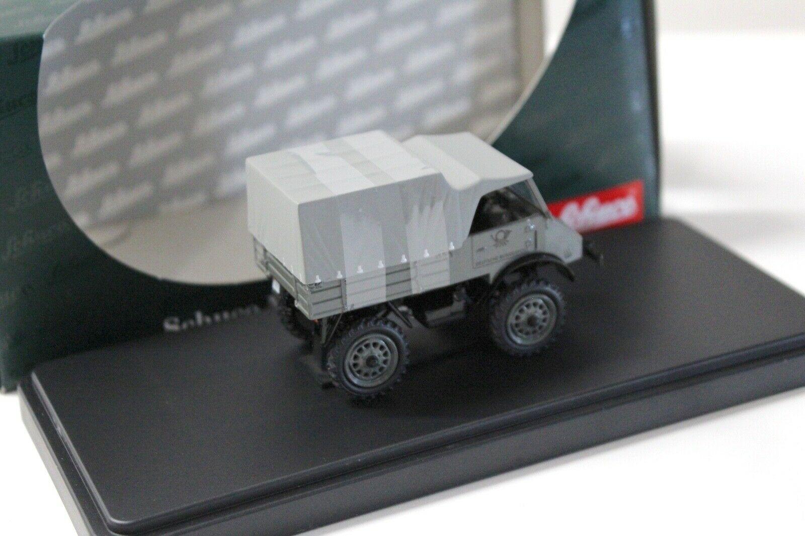 1:43 Schuco Mercedes Unimog 401 Faltdach Plane DB Post grey