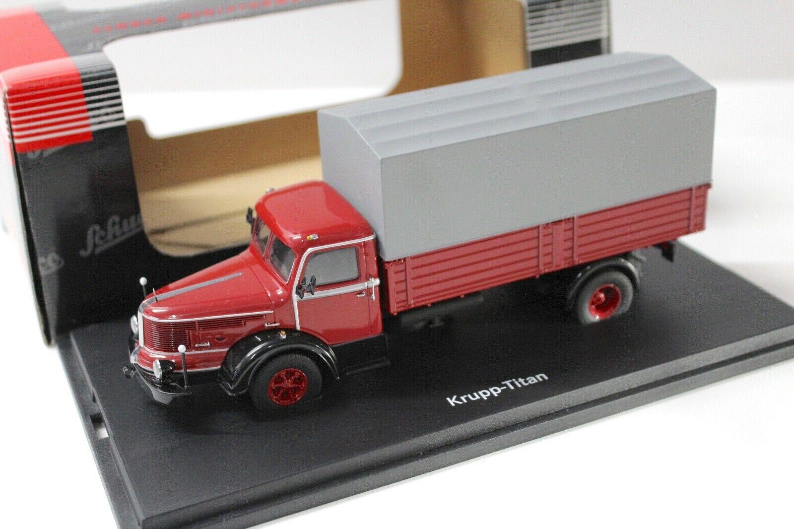 1:43 Schuco Krupp Titan Pritsche/ Plane red/ grey