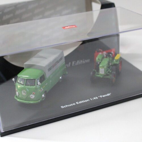 1:43 Schuco Edition Fendt Traktor mit VW T1 Plane green