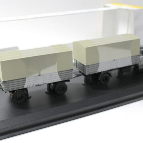 1:43 Schuco Krupp Titan Planen-LKW mit Anhänger POST grey
