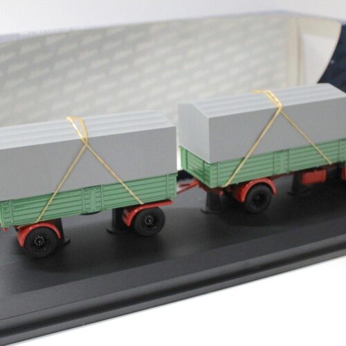 1:43 Schuco Krupp Titan Planen-LKW mit Anhänger green