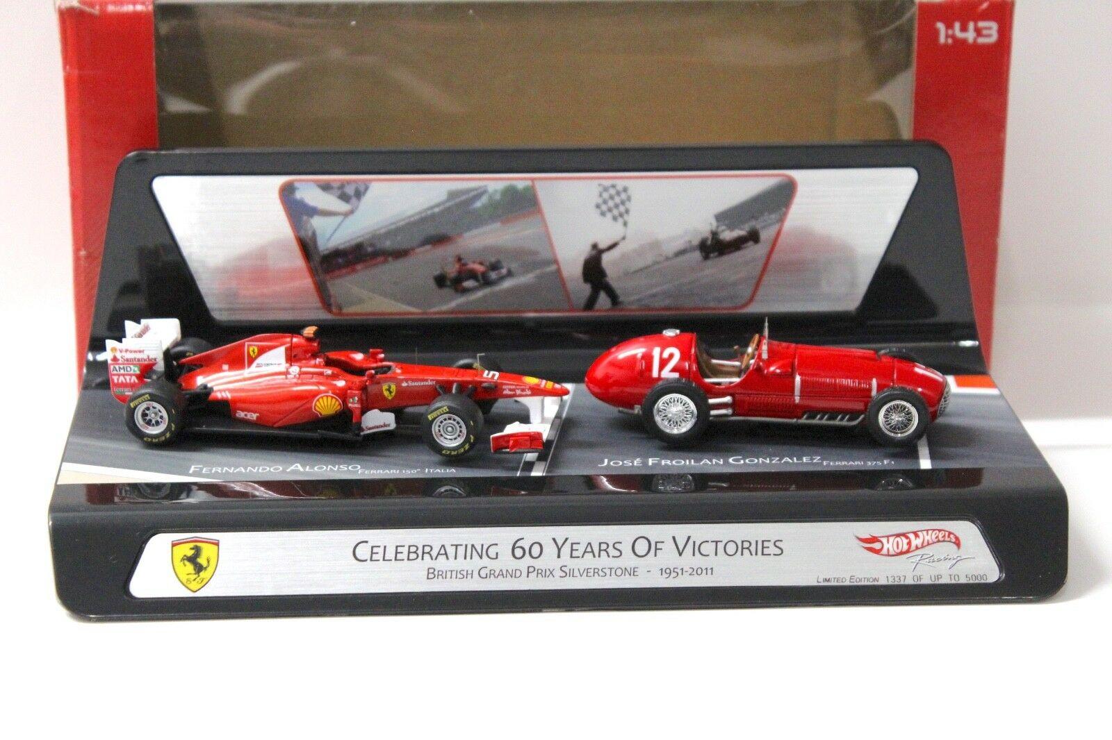 1:43 HotWheels F1 Ferrari Celebrating SET 60 Years of Victories red