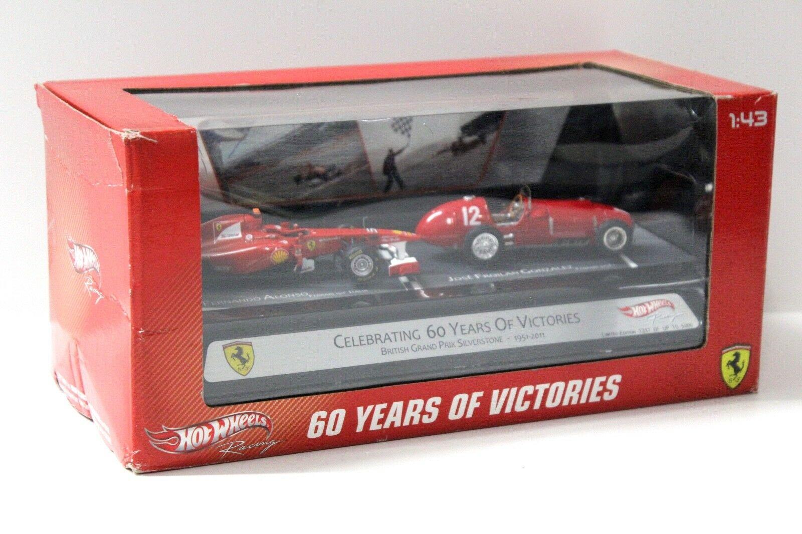1:43 HotWheels F1 Ferrari Celebrating SET 60 Years of Victories red