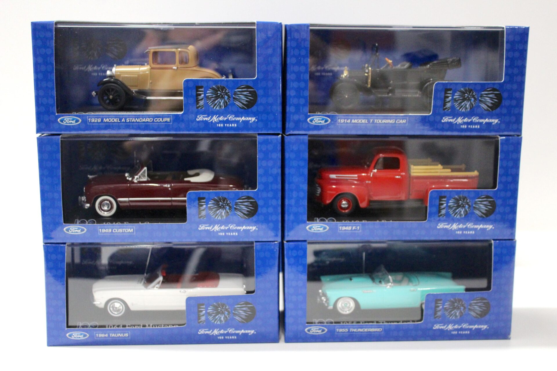 1:43 Minichamps SET Ford 100 YEARS - 6x models Ford Model T, F-1, Mustang