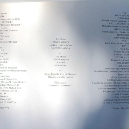 Mercedes-Benz Edition SILVER ARROWS SET 1998 1:43 &1:18 Limited Edition 380/500