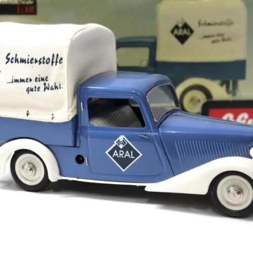 1:18 Schuco Mercedes 170V Planenwagen ARAL white/ blue