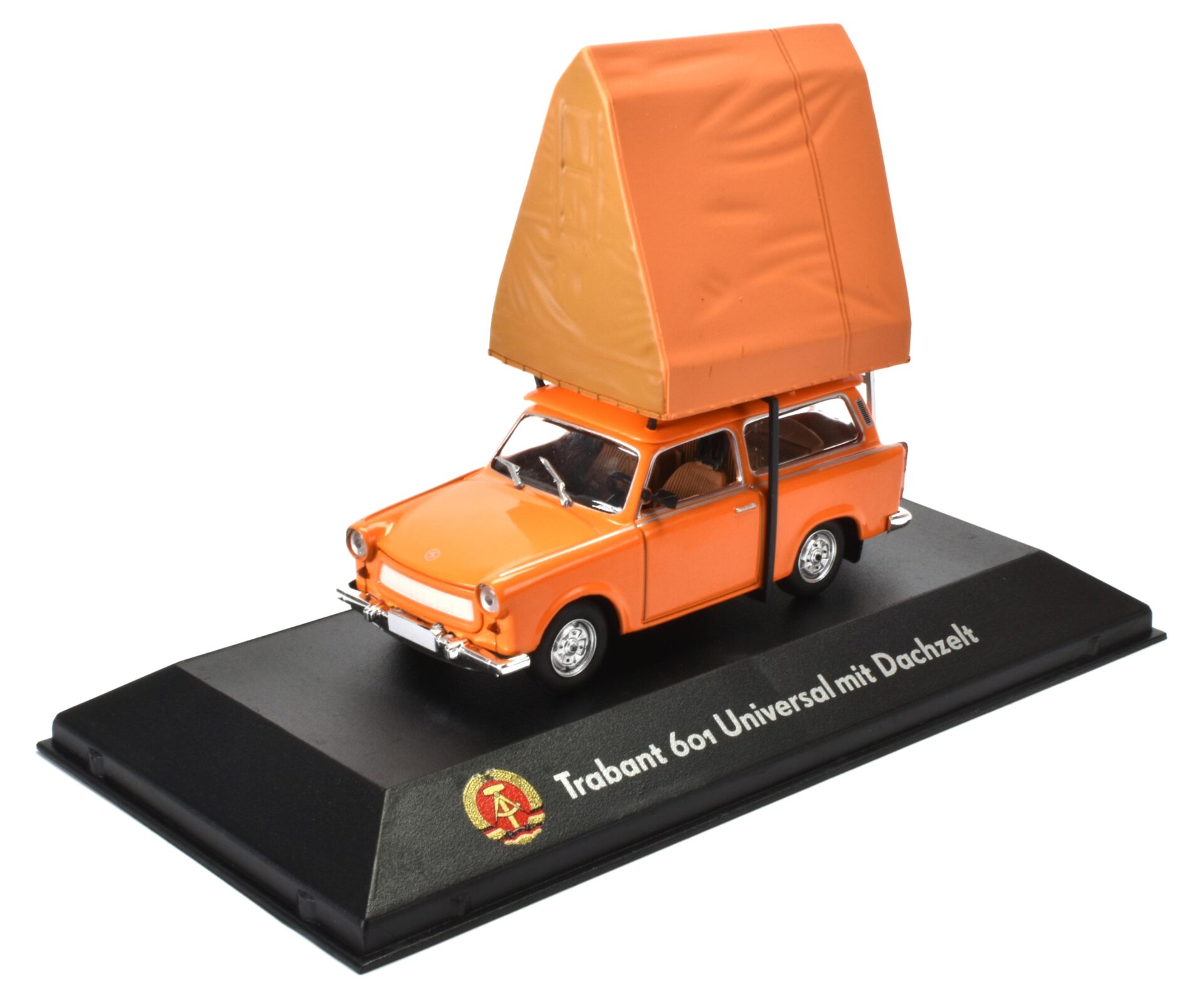 ID 52887 orig 1.jpg 1:43 Atlas DDR Collection Trabant 601 Universal mit Dachzelt orange