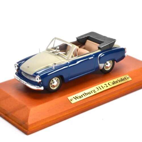 1:43 Atlas DDR Collection Wartburg 311-2 Cabriolet blue *Wood Base*