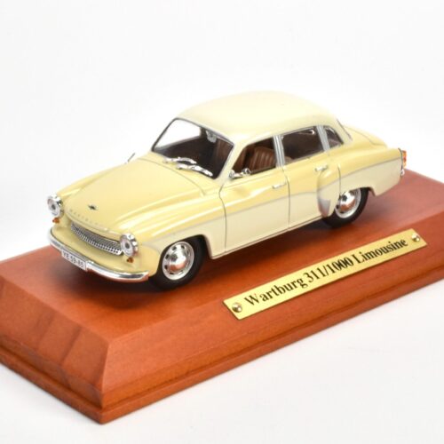 1:43 Atlas DDR Collection Wartburg 311 - 1000 Limousine yellow *Wood Base*