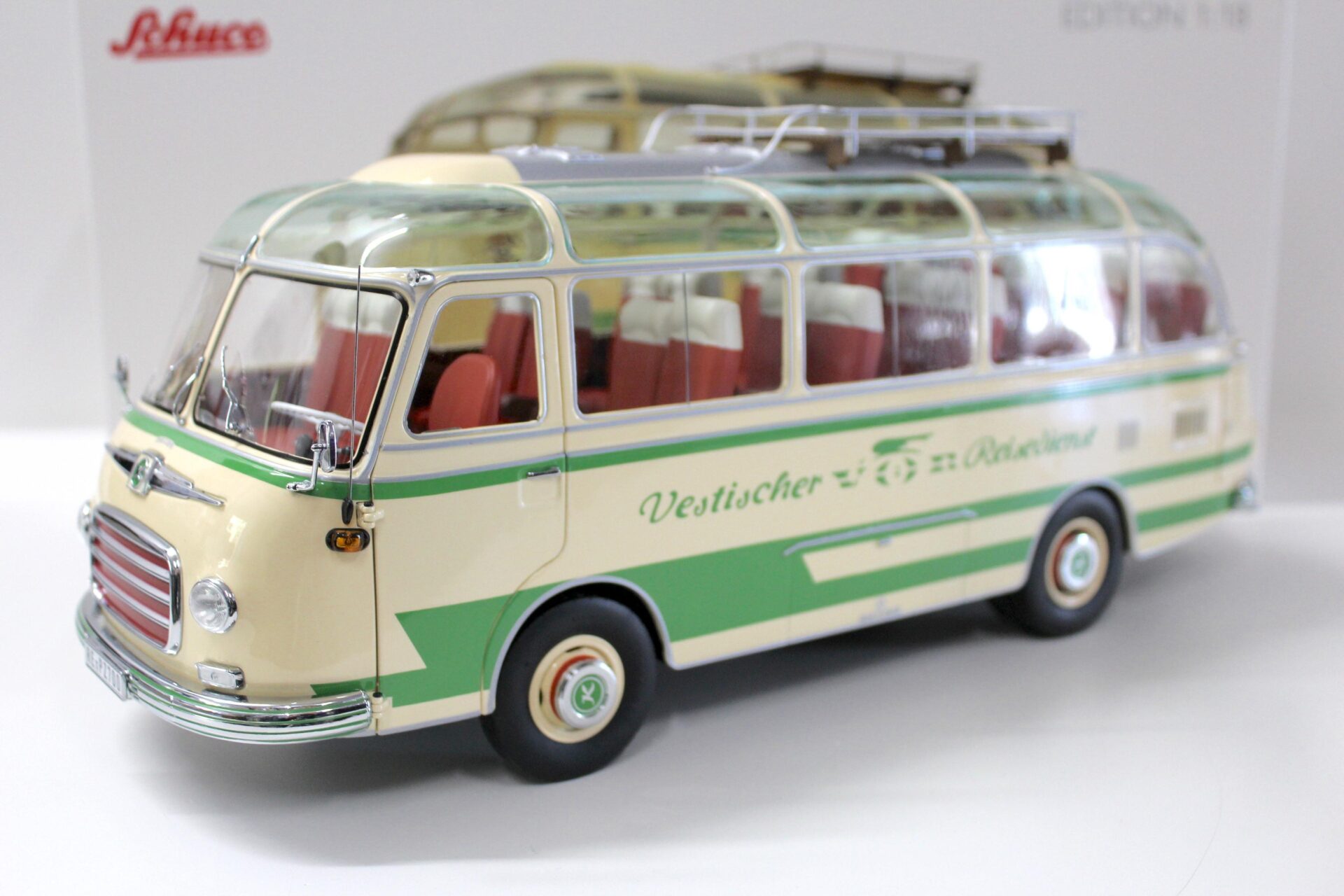 1:18 Schuco Setra S6 Reisebus "Vestischer Reisedienst" beige/ green
