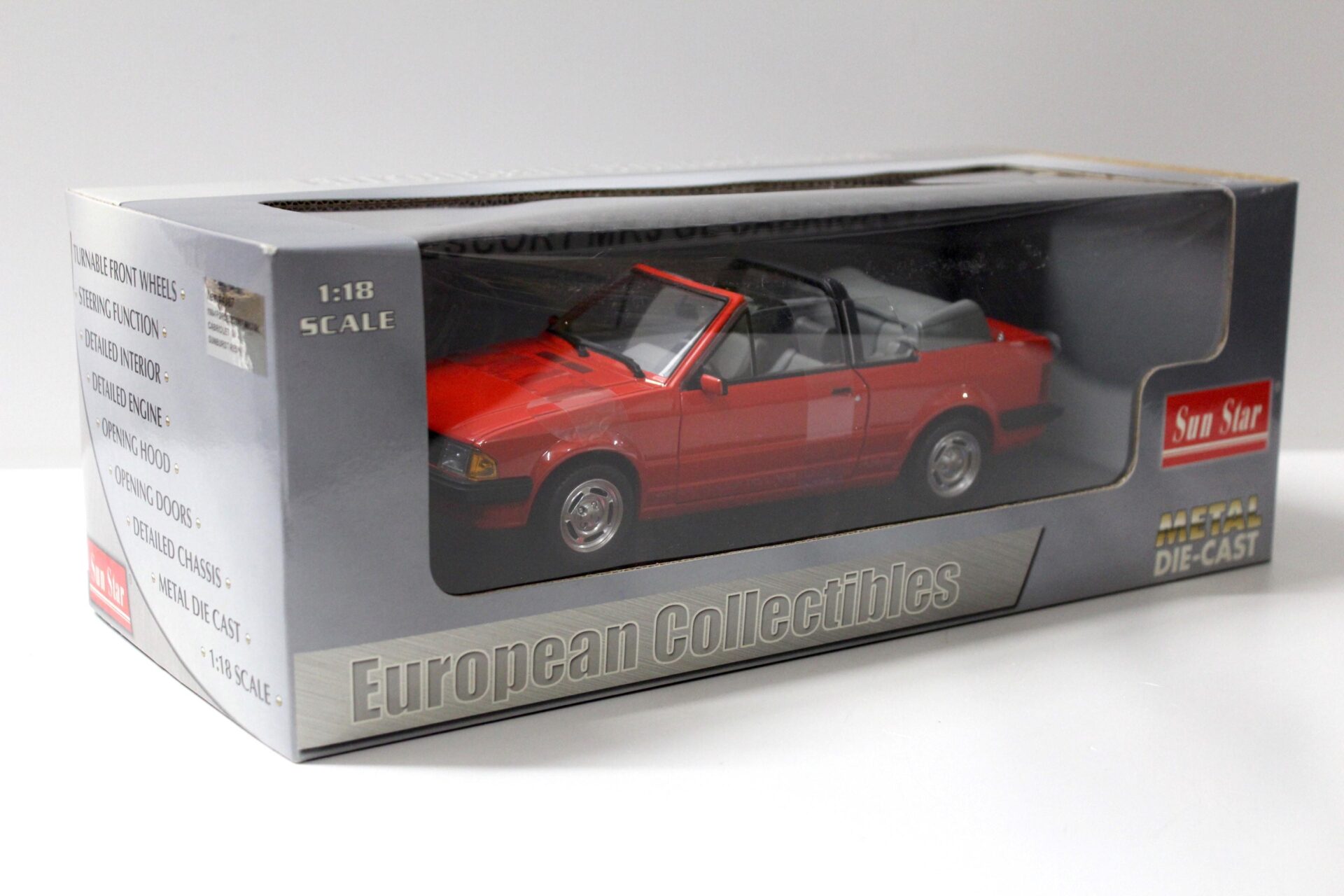 1:18 Sun Star 1984 Ford Escort MK3 GL Cabriolet Sunburst red