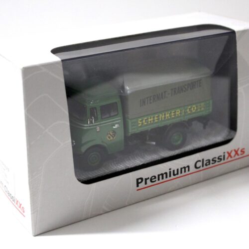 1:43 Premium ClassiXXs Mercedes L319 Pritsche/ Plane Schenkel green