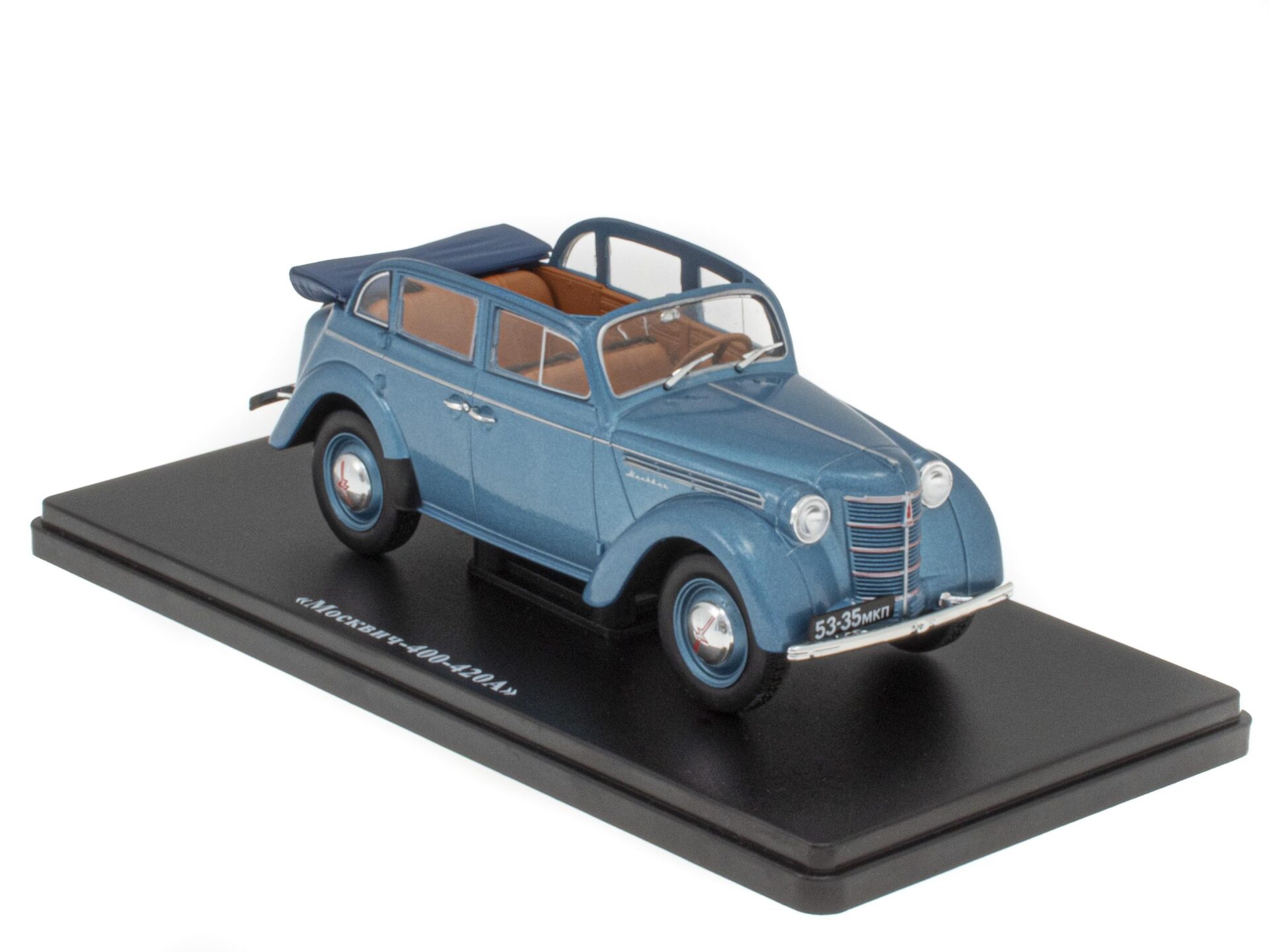 1:24 Hachette East Legendary Moskvitch 400-420A open Top blue 1949