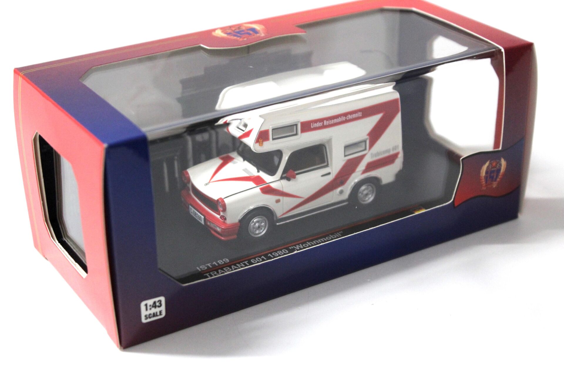 1:43 IST Models Trabant 601 Wohnmobil 1980 white/ red