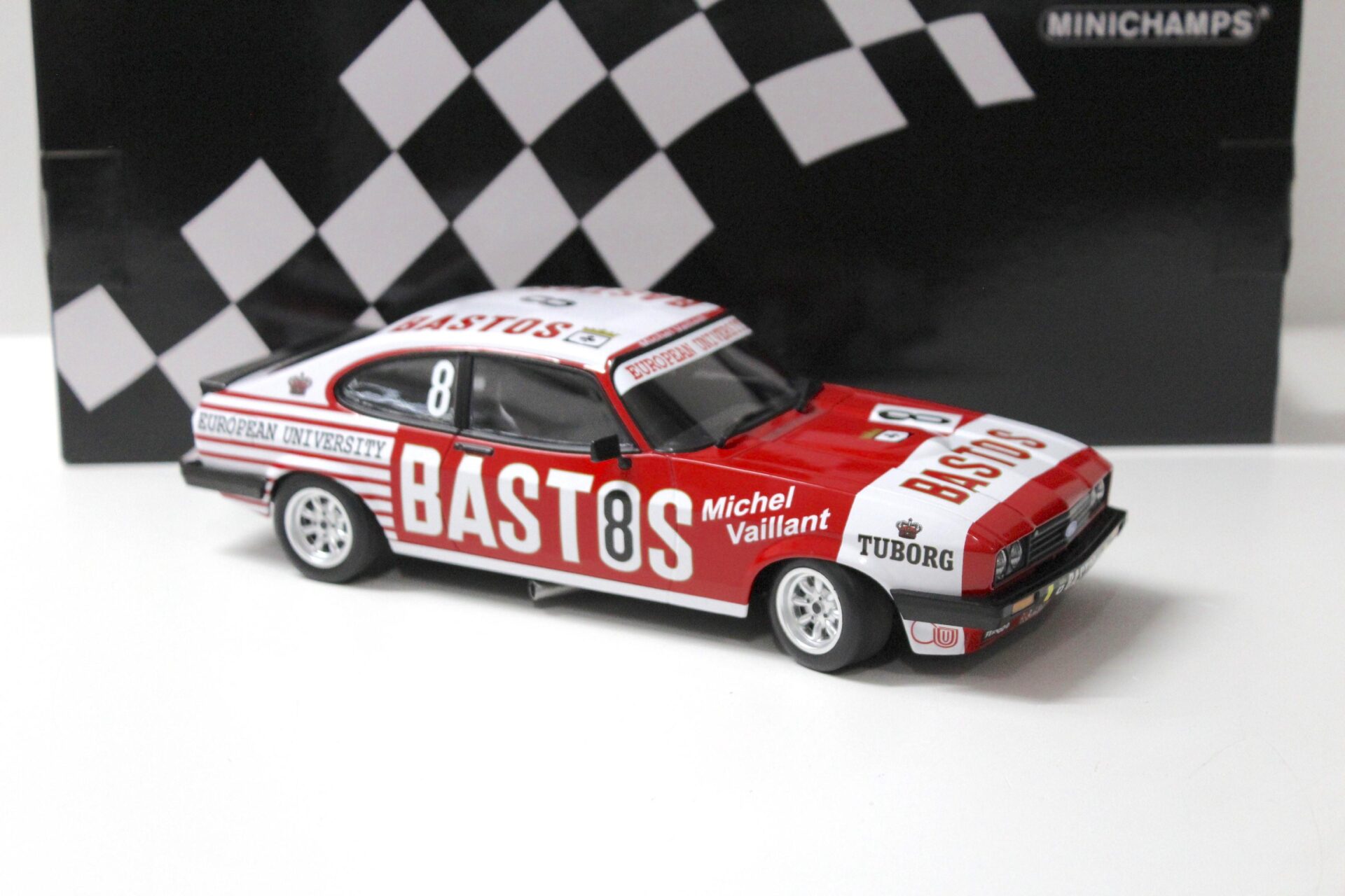 1:18 Minichamps Ford Capri 3.0S Serge Power BASTOS Racing #8 Soto 24h SPA 1980