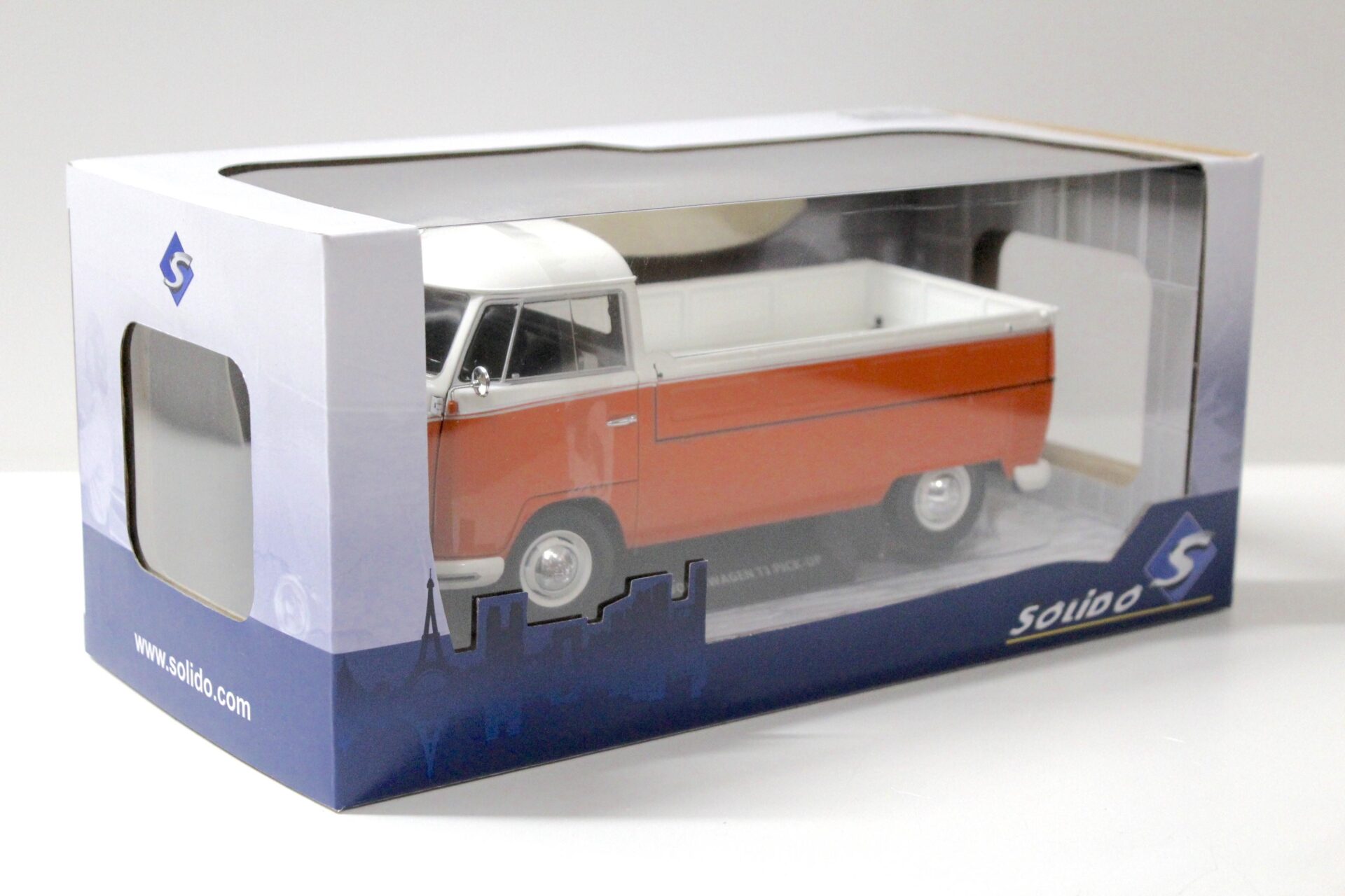 1:18 Solido VW T1 Pick-Up Pritsche orange/ white 1950 + Surfboard