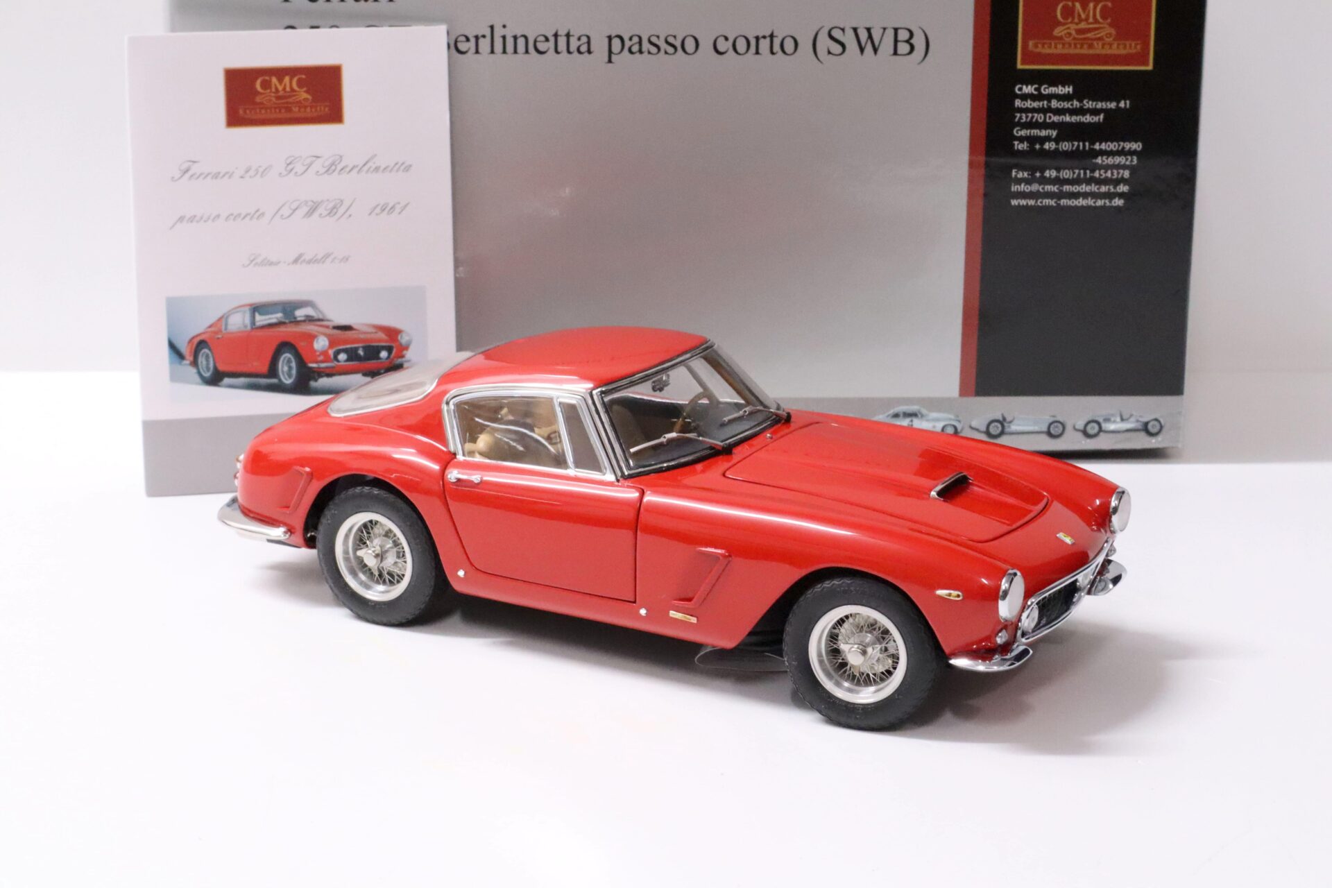 1:18 CMC Ferrari 250 GT Berlinetta passo corto SWB Coupe red M-046