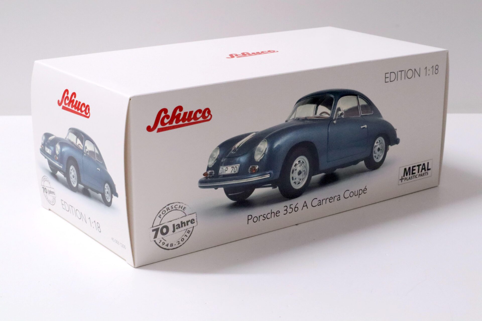 1:18 Schuco Porsche 356 A Carrera Coupe blue metallic "70 Jahre Porsche"