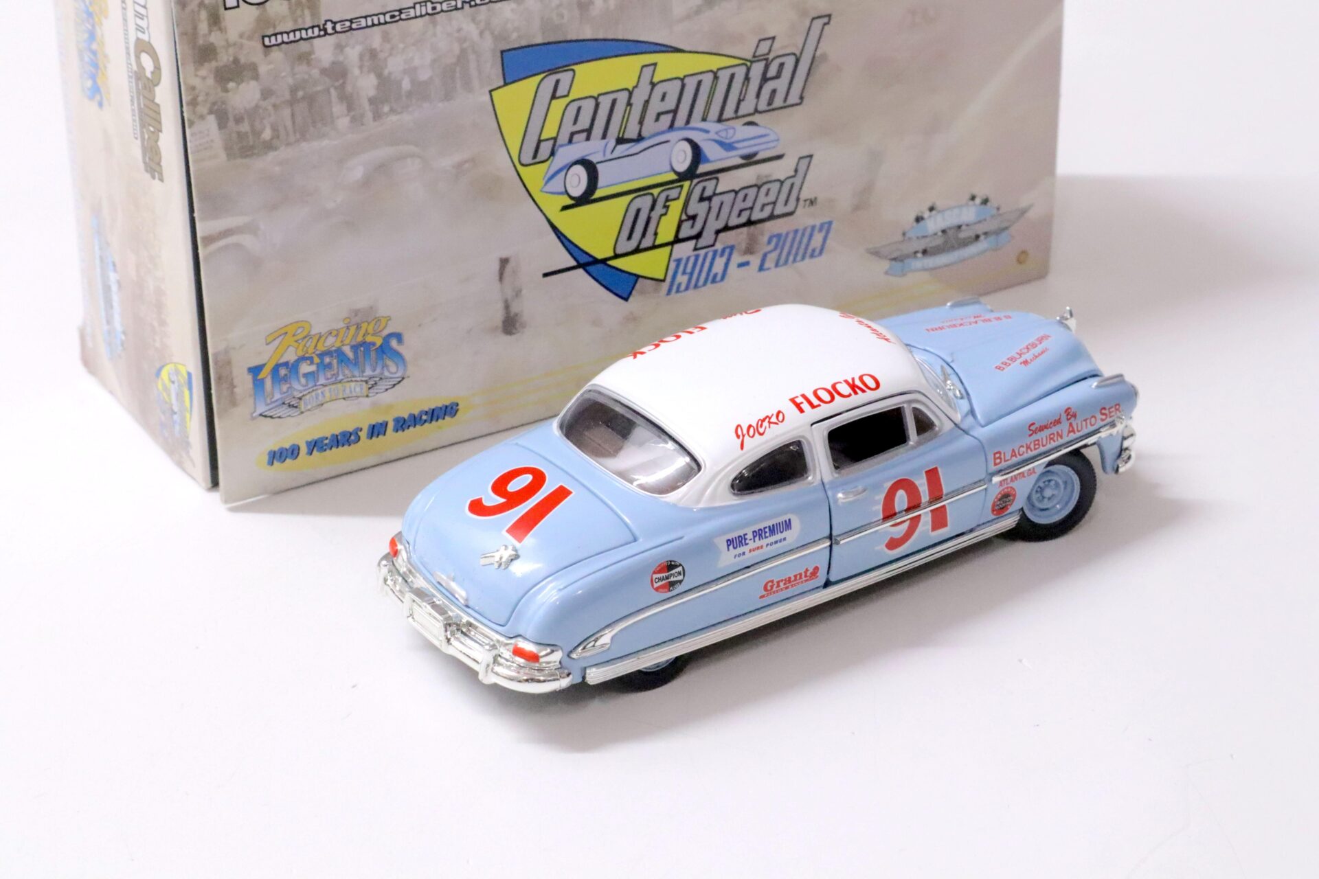 1:43 Team Caliber 1952 Hudson Hornet Tim Flock/ Jocko Flocko #91 blue