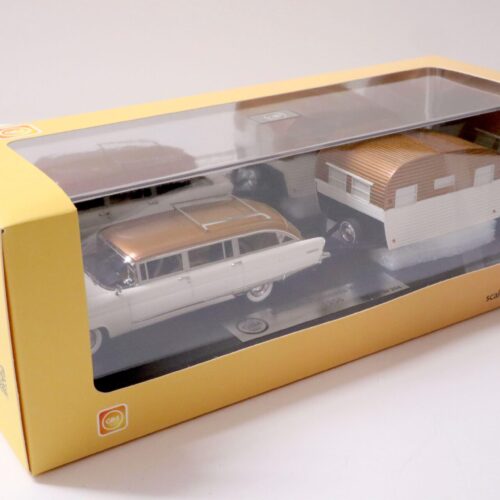 1:43 GIM Lincoln Pioneere Wagon with Traveller Wohnwagen white/ copper 1956
