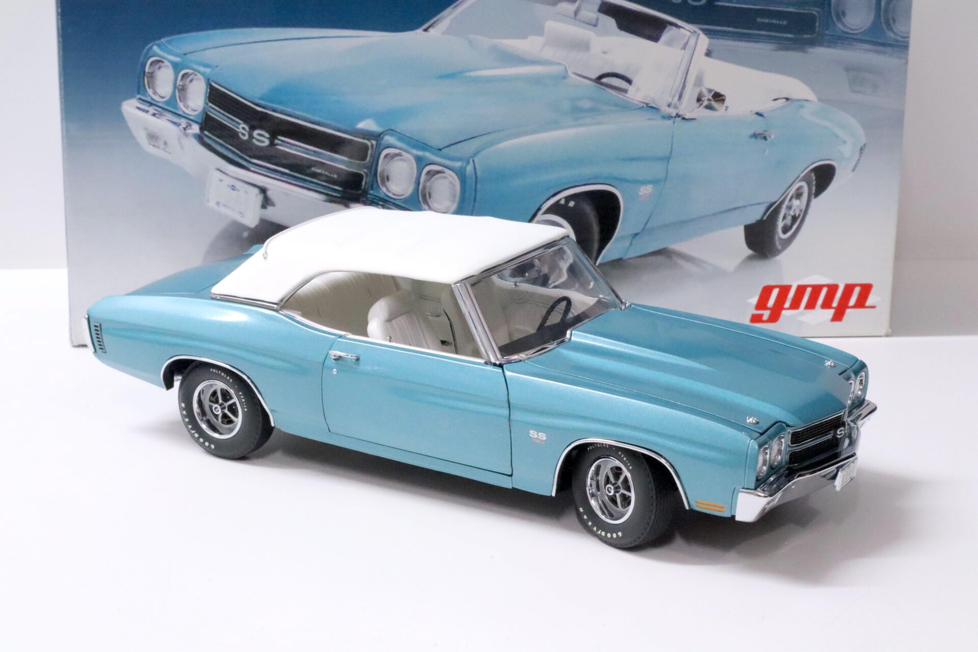 1:18 GMP 1970 Chevrolet Chevelle SS Convertible light blue metallic + white Top