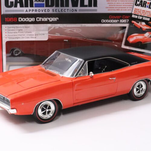 1:18 Auto World 1968 Dodge Charger Coupe orange/ black roof "Car Driver Cover"