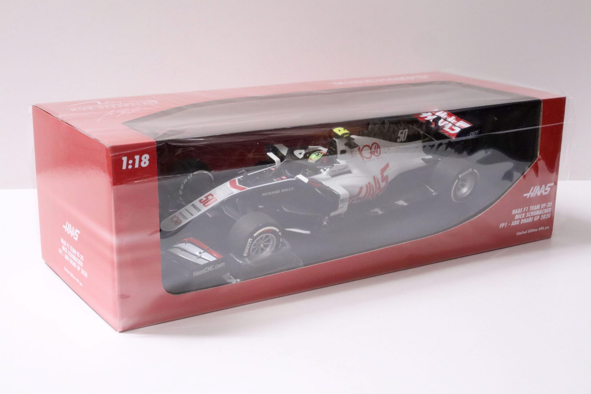 1:18 Minichamps HAAS F1 Team VF-20 Mick Schumacher FP1 ABU Dhabi GP 2020