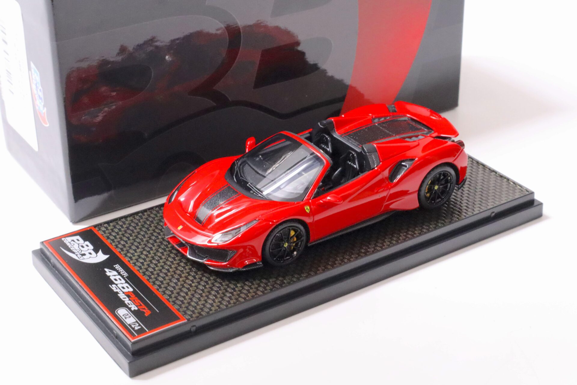 1:43 BBR Ferrari 488 Pista Spider Rosso Corsa 322 red/ black stripe - Limited 24 pcs.