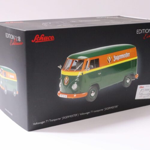 1:18 Schuco VW T1 Transporter Kasten Jägermeister green/ orange