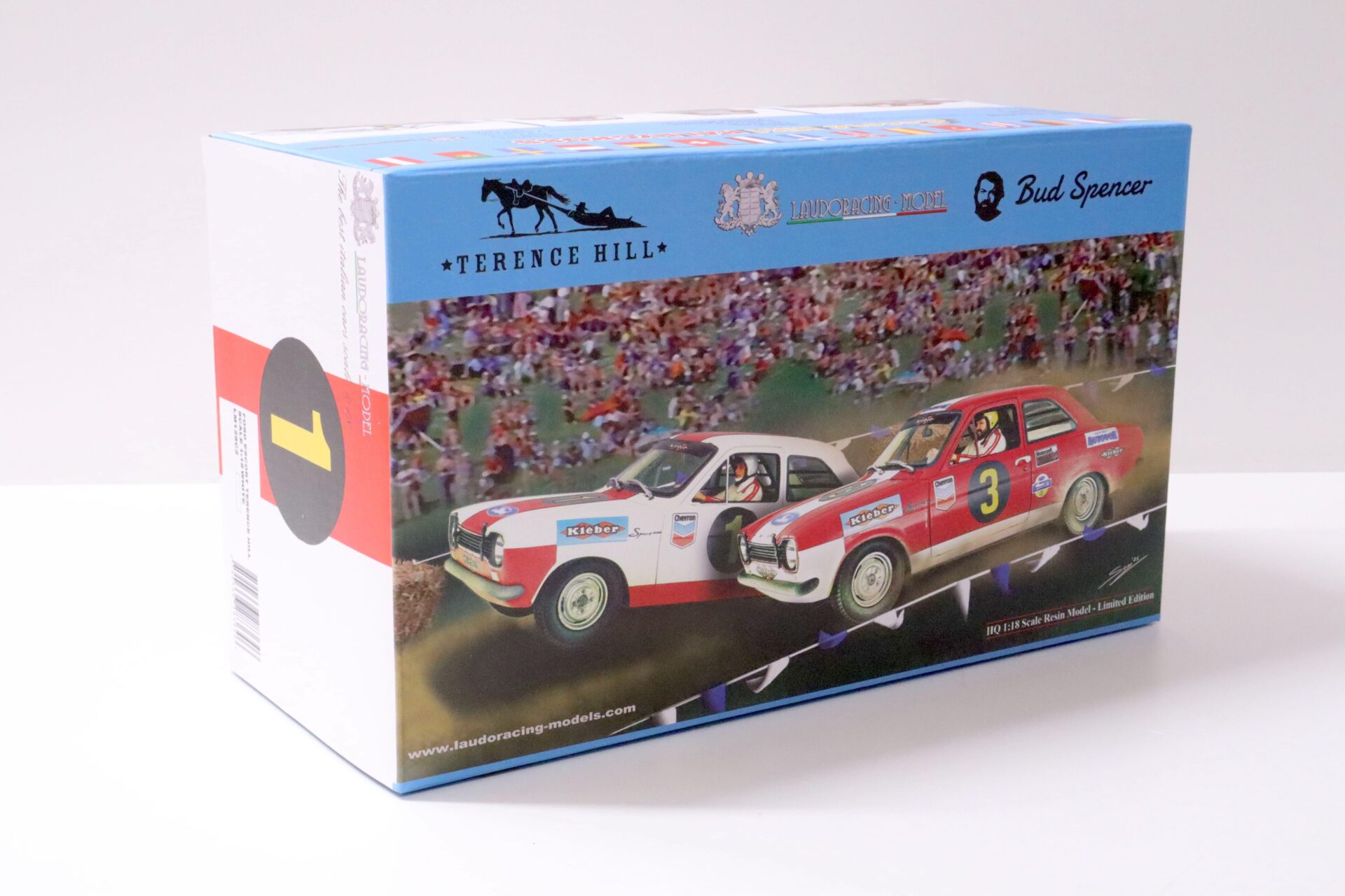 1:18 Laudoracing-Model Ford Escort Rally 1968 Terence Hill #1 white