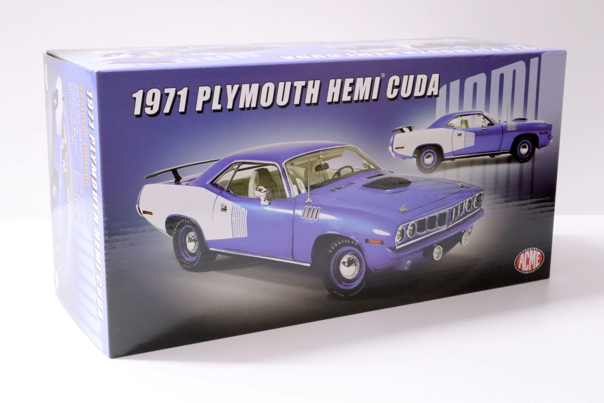 1:18 ACME 1971 Plymouth Hemi Cuda Barracuda Coupe B5 blue/ white