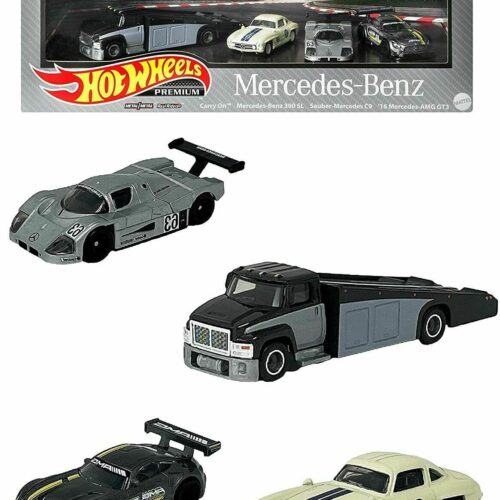 1:64 Hot Wheels Premium Set 2021 Mercedes - Benz Real Riders 4 Cars Diorama