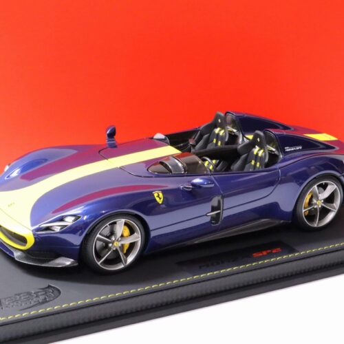 1:18 BBR Ferrari Monza SP2 blue Tour de France/ yellow stripes with display Limited Edition