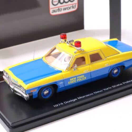 1:43 Auto World 1974 Dodge Monaco New York State Police blue/ yellow